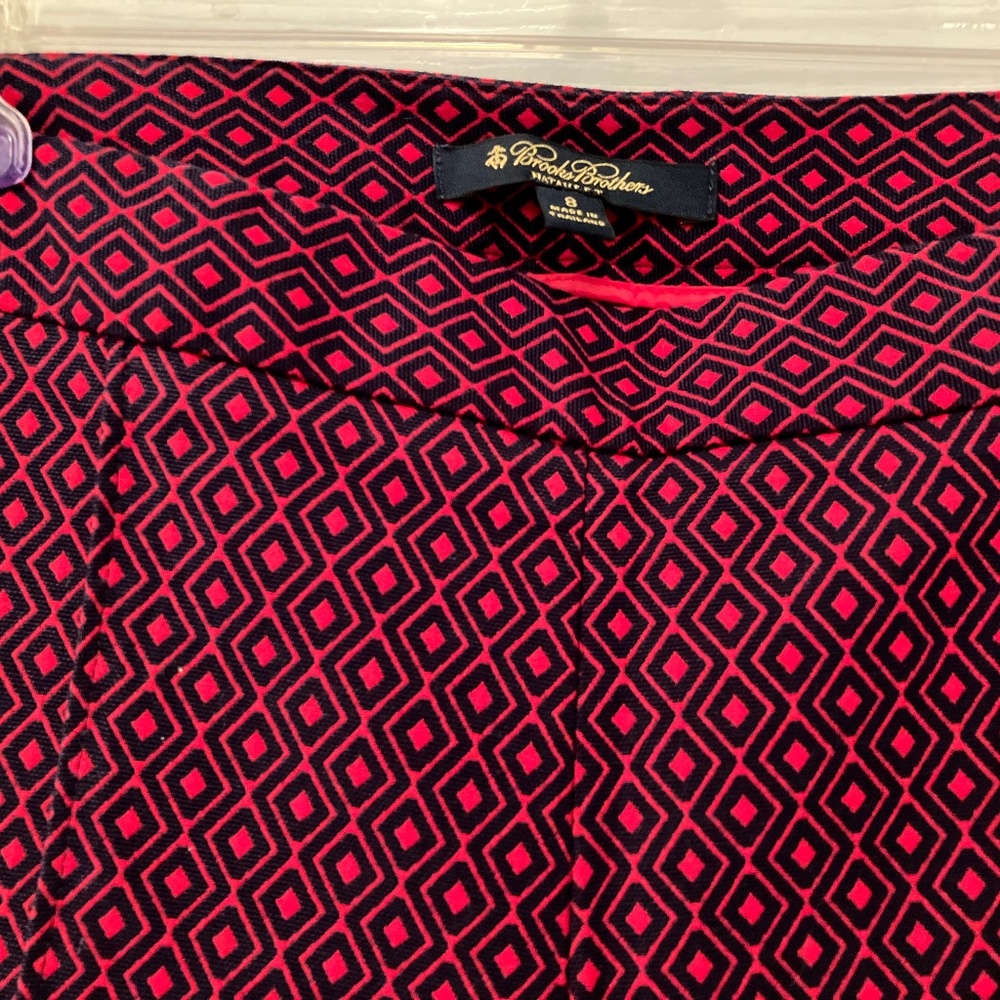 Brooks Brothers Natue Fit - Red and Navy Blue Patterned Dress Pants